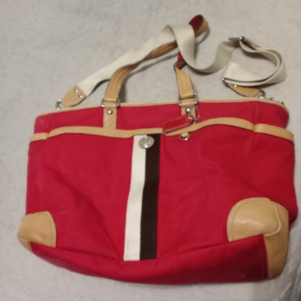 Coach red duffle bag